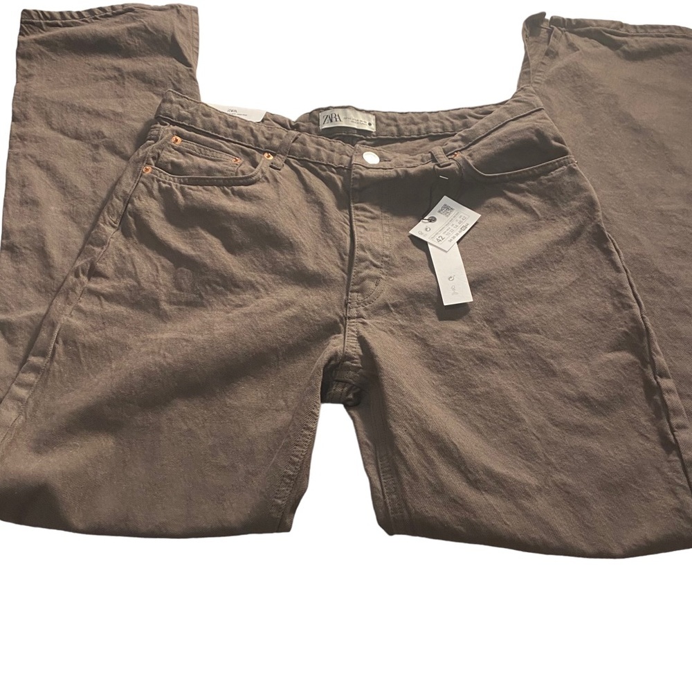 Zara Signature Denim 90’s Slim Split Hem Jeans in Sweet Mocha Sz 10 NWT